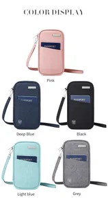 Color options of waterproof RFID blocking passport neck pouch for travel documents