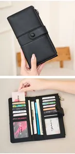 Macro detail of black leather wallet interior featuring multiple card slots and RFID protection