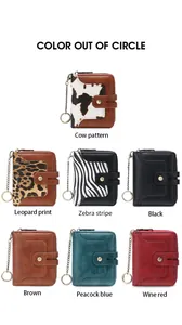 Compact RFID wallets with keychain in animal prints and solid colors for women