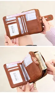Detail view of RFID blocking wallet interior with multiple card slots and cash compartment
