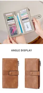Detail view of large capacity RFID wallet showing multiple card slots and internal layout