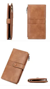 Detail view of large capacity RFID leather wallet for women with zipper and snap closure