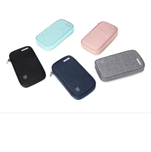 Waterproof RFID passport holders set in five colors with metal Travel logo and zipper