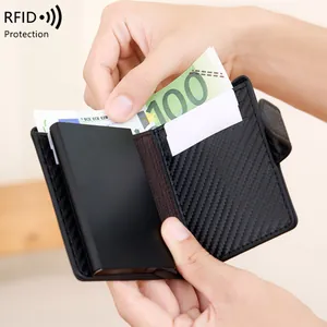 Portefeuille RFID en fibre de carbone avec porte-cartes en aluminium et pince à billets