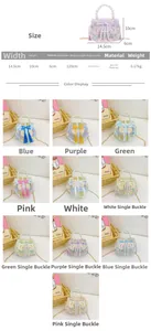 Detailed size chart and multi-color options for embroidered girls' crossbody handbag