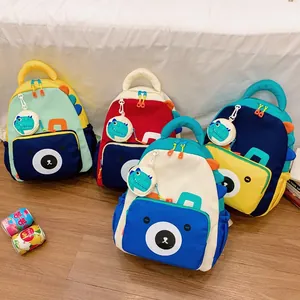 Cartoon Dinosaur Bear Printed Kids Backpack Nylon Contrast Color Kindergarten Schoolbag Outdoor Casual Travel Daypack For Boys Girls