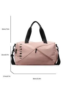 Bolsa de deporte rosa impermeable con dimensiones de 39 cm de ancho y 22 cm de alto