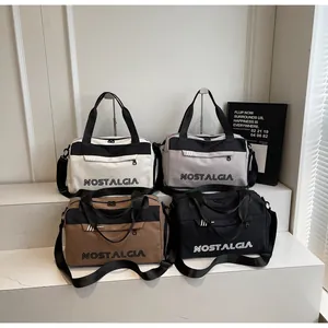 Large Capacity Nylon Travel Bag Letter Print Duffel Bag Handbag Crossbody Bag For Outdoor Sports Gym Weekend Trip Women Men