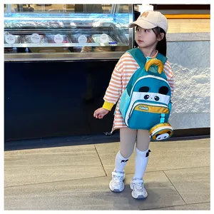Toddler backpack featuring a cute panda face and a matching round coin purse detail