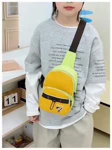 Detail of colorful mini crossbody bag with drawstring pocket and sports lettering