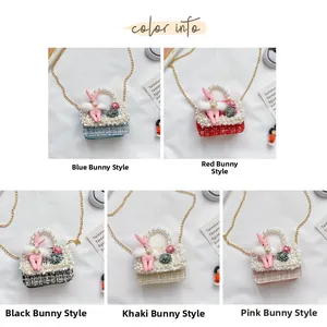 Collection de sacs bandoulière en tweed pour filles avec oreilles de lapin et perles