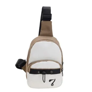 Fashionable color-block crossbody chest bag with adjustable strap and dual zipper pockets
