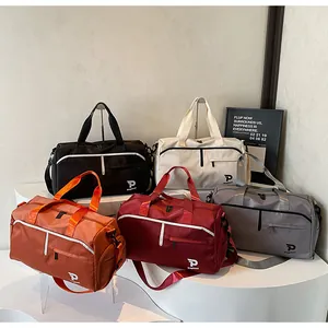 Bolsa de Gimnasio de Tela Oxford de Gran Capacidad Para Mujeres Hombres Bolsa de Viaje Multifuncional Con Compartimento Para Zapatos Estampado de Letras Bolso de Mano Deportivo Hombro Bandolera