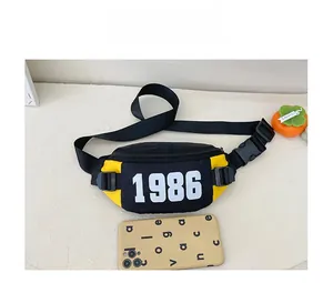 Detailed size comparison of yellow and black waist bag with a smartphone reference