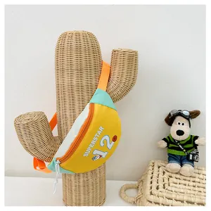 Detail of colorful kids waist bag with Superstar print on a decorative prop