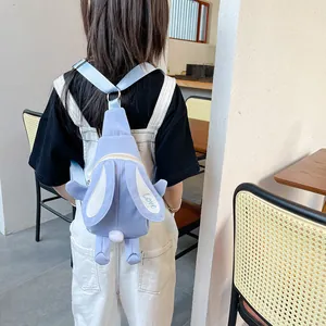 Cute light blue bunny shoulder bag for kids with 3D ears and love embroidery detail