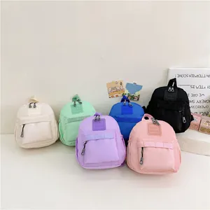 Mini Sac à Dos en Nylon pour Enfants Style Coréen Mignon Couleur Unie Sac d'école pour Tout-petits Garçons Filles Maternelle Voyage Décontracté