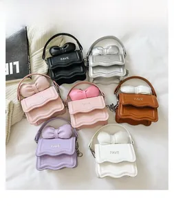 Mini PU leather crossbody bags with chic bow designs and FAVE lettering in multiple colors