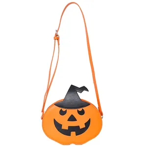 Unique pumpkin-shaped crossbody bag with wizard hat design for Halloween outfits