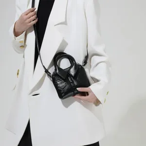 Mini black blazer-shaped crossbody bag with suit collar and buttons for women