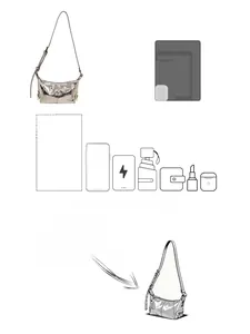 Silver metallic hobo bag detail showing interior capacity for a 6.7 inch smartphone