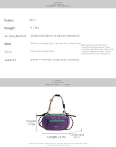 Tabella taglie e parametri per la borsa a tracolla in nylon a scacchi con dimensioni