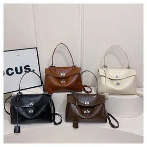 Retro crocodile pattern handbags in black, brown, white and coffee colors shown together