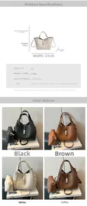 Ensemble sac à main en cuir PU grainé avec détails de dimensions et sangle ajustable