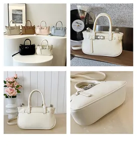Détails de la texture du cuir, boucle en métal et bandoulière d'un sac à main porté