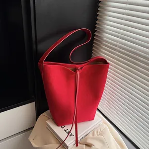 Sac Seau Femme Vintage en Simili Daim et Cuir Sac à Épaule Composite Avec Pochette Assortie Grande Capacité Sac à Main