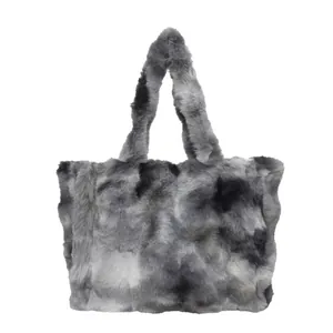 Bolso tote de piel sintética con patrón de mármol gris negro blanco de gran capacidad