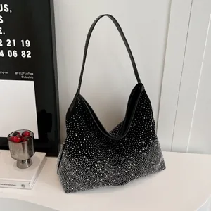 Bolso Tote Retro de Mujer en Gamuza Esmerilada con Strass Gran Capacidad Hobo Bolso de Hombro Lujo Axila para Fiesta Diario Viaje