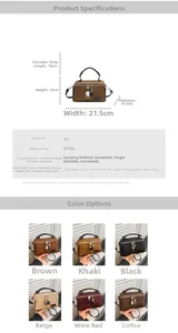 Tabella taglie dettagliata per borsa in pelle PU con varianti di colore