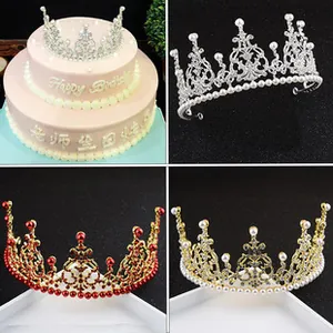 Detailed views of Baroque crowns with intricate hollow patterns and embedded pearls