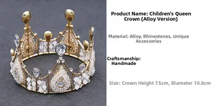 Dimensions détaillées de la couronne de reine faite main avec des strass dorés