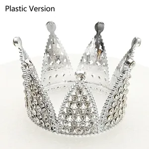 Couronne en Plastique à Strass Scintillante pour Décoration de Gâteau d'Anniversaire Princesse Mariage Accessoire Cheveux Enfant