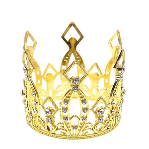 Elegant gold bridal tiara with sparkling crystal rhinestones for weddings and parties