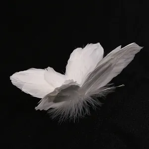 Elegant white feather butterfly cake topper ornament for birthday party decoration