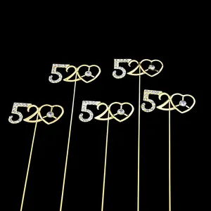 Lot de décorations de gâteau 520 dorées avec strass et cœur pour fêtes romantiques