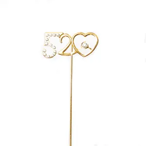 Décoration de gâteau 520 cœur doré avec strass brillants pour fête romantique
