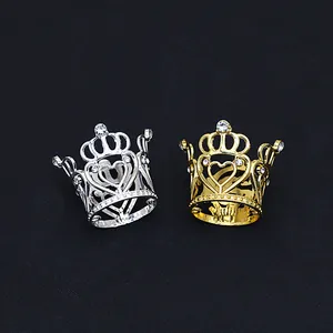 Mini Legierung Herz Krone Kuchendekoration Funkelnde Strass Gold Silber Rosa Schwarz Kinder Haarschmuck Fotografie Dekoration