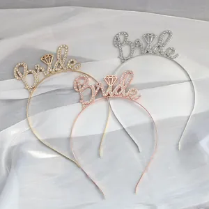 Bride Letter Headband Elegant Rhinestone Crown For Wedding Bachelorette Party Women Alloy Metal Hair Accessories