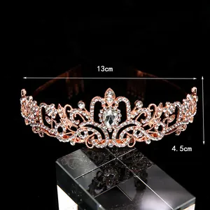 Detailed view of rose gold bridal hair comb with rhinestones measuring 13cm by 4.5cm