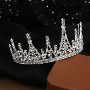 Corona da sposa scintillante in strass argento con punte per accessori per capelli
