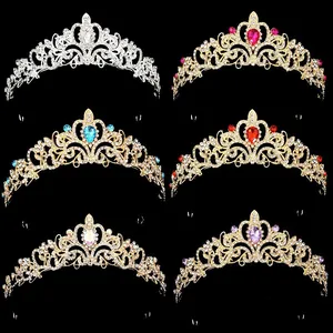 Bridal Alloy Rhinestone Crown Tiara Hair Comb For Wedding Princess Party Luxurious Headpiece Jewelry Accessory For Women