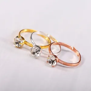 Elegante Anello Aperto Regolabile in Lega con Zirconia per Donna Gioielli da Sposa Matrimonio Placcato Oro Argento