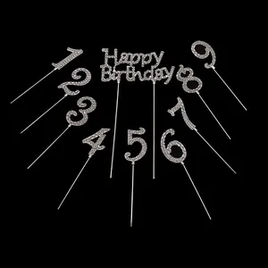 Scintillante Topper per Torta in Lega con Strass Decorazione per Festa di Compleanno Matrimonio Anniversario Love Happy Birthday Lettere Numeri