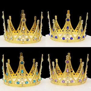 Couronne Diadème de Style Baroque en Alliage Avec Strass Vintage Or Argent Or Rose Décoration de Gâteau Anniversaire Mariage Fête Accessoire de Coiffure