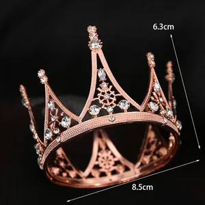 Couronne baroque or rose pour mariées ou gâteaux, taille 8,5 cm large et 6,3 cm haut