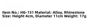 Dimensions du diadème en alliage et strass : hauteur 4cm, diamètre 11cm et poids de 17g